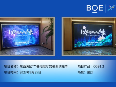 孝感東西湖區(qū)***基地展廳COB1.2安裝調(diào)試完畢